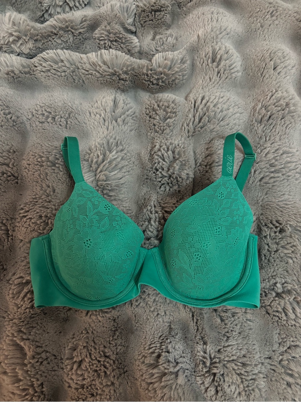 aerie Green Lace T-Shirt Bra